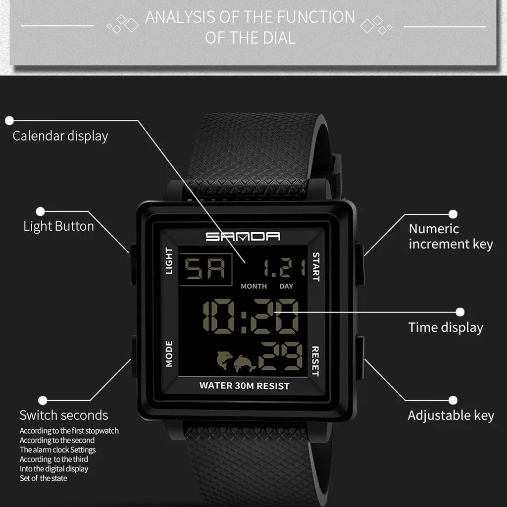 

Men Sport LED Watches Men's Digital Watch Men Watch PU Electronic Watch Men Clock reloj hombre hodinky relogio masculino