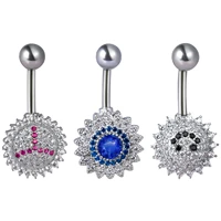 1pc surgical steel belly button rings with 14g titanium bar hypoallergenic dangle cz navel rings barbell body piercing jewelry