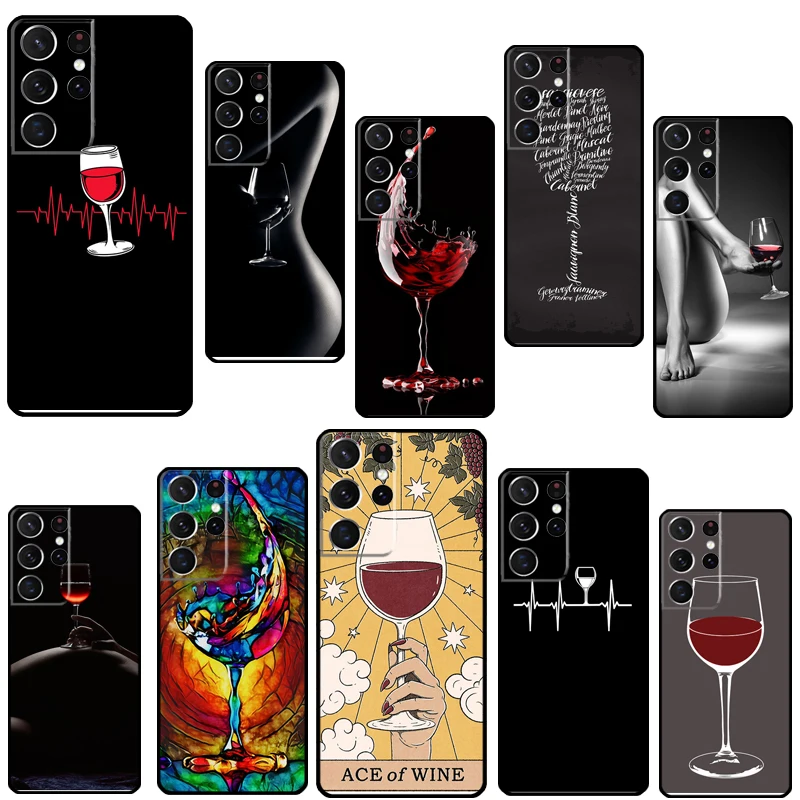 Red Wine Phone Case For Samsung Galaxy S10 S9 S8 Note 10 Plus Note 20 S20 FE S21 S22 Ultra Cover