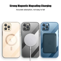 2021 new gold magnetic luxury plating magsafing phone case for iphone 13 12 11 pro max mini transparent silicone back cover