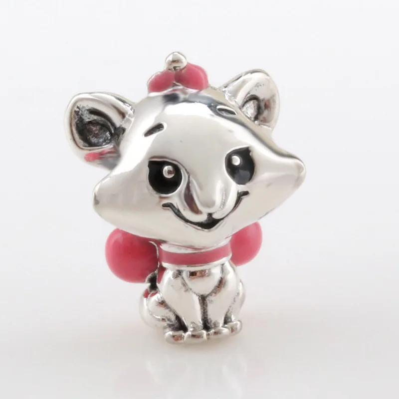 

Claudia S925 silver heroine Mary Epoxy Charm with cute kitten beaded Fit Original Bracelet Necklace DIY Jewelry