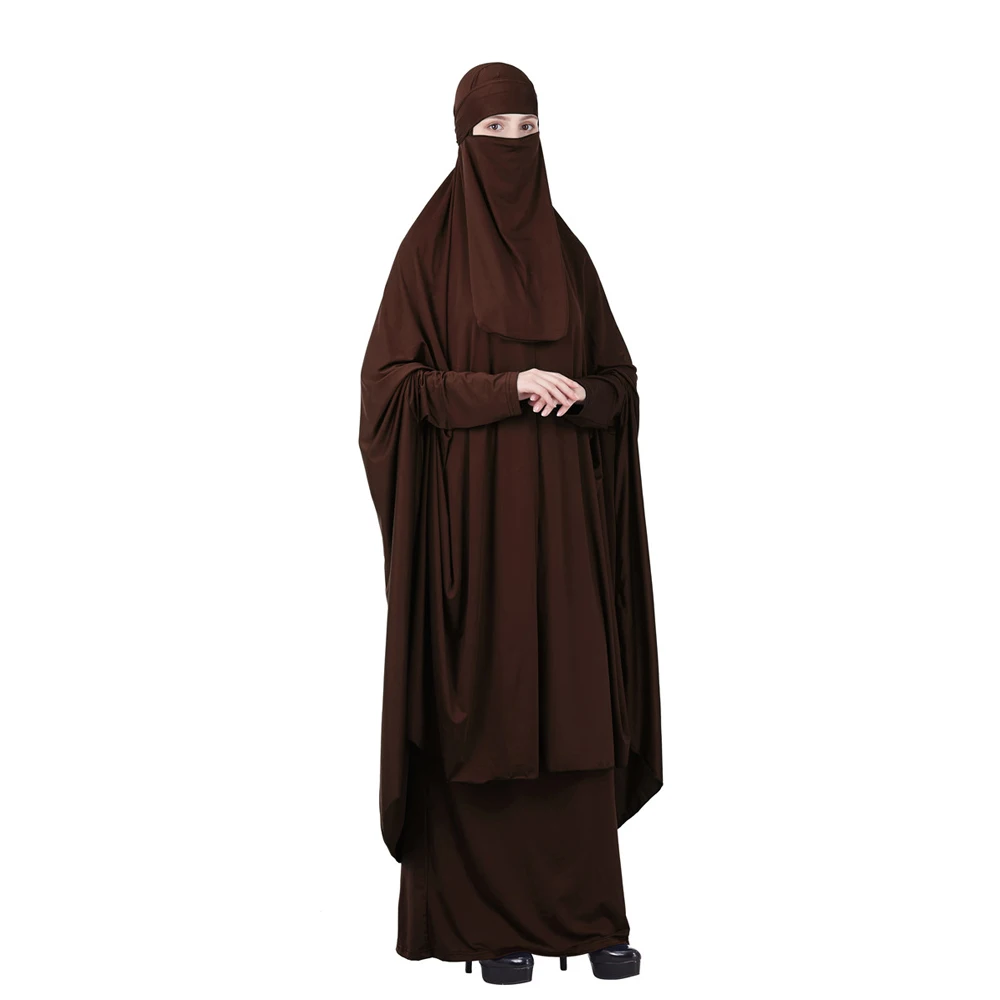3 шт. молитвенная мусульманская хиджаб Абая Niqab Паранджа цзилбаб платье с полным