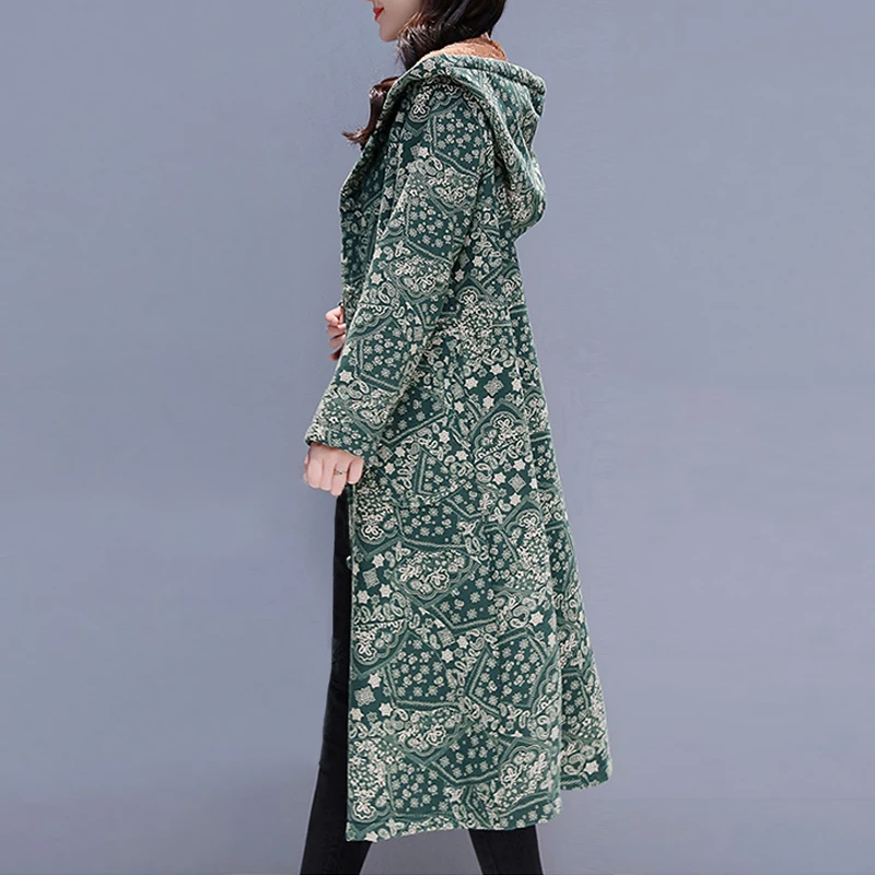 EaseHut/осенне-зимнее длинное пальто с принтом пейсли и цветочным винтажные