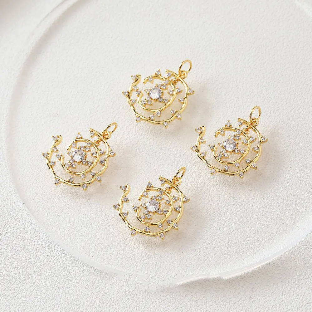 

1 шт. 18K позолоченный Спираль подвеска с инкрустацией циркониевые амулеты для изготовления ювелирных изделий и ожерелий DIY, иных ручной рабо...