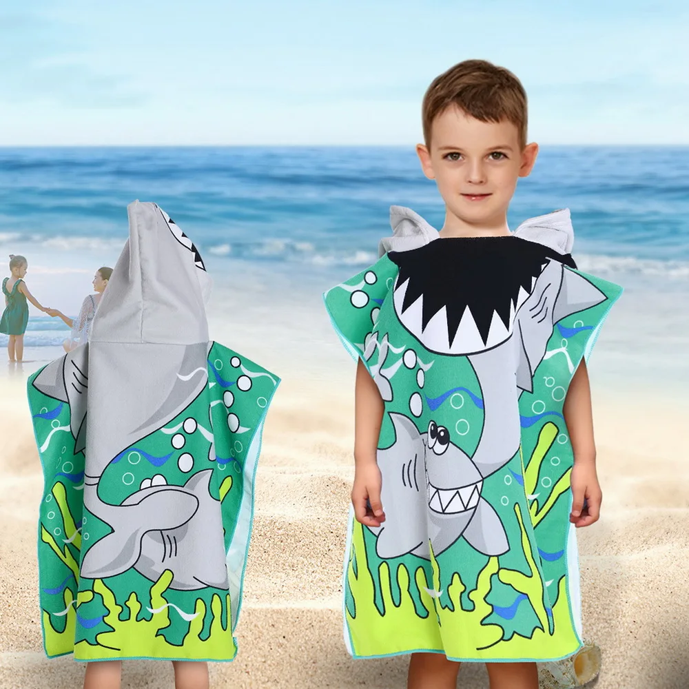 Детский банный халат полотенце с капюшоном для малышей банное пончо