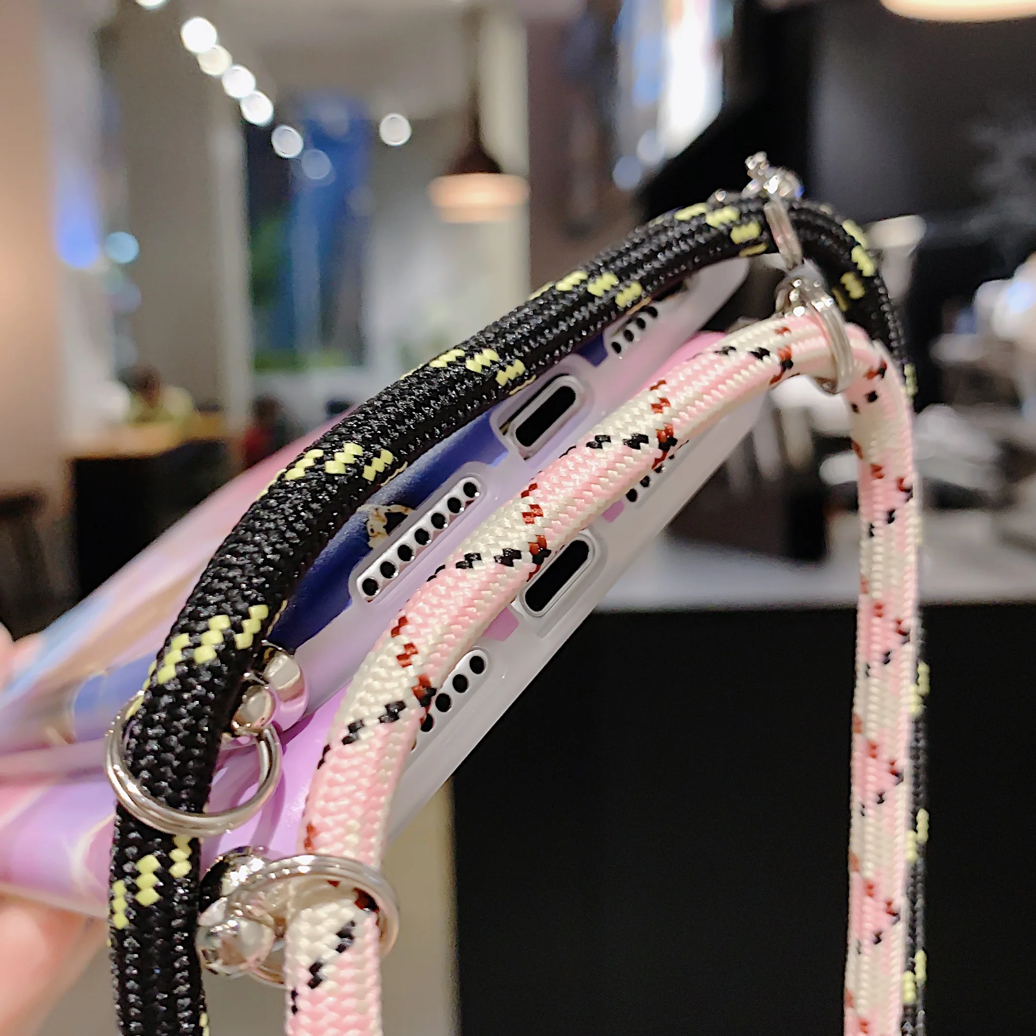 

Gradient Marble Crossbody Lanyard Phone Case For iPhone 11 Pro XR X XS Max 7 8 Plus Soft IMD Full With Rop Shockproof Cover