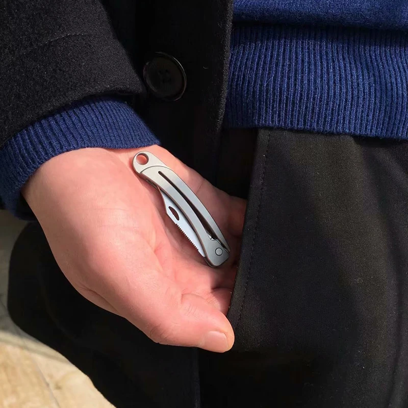 Мини карманный нож для выживания из титанового сплава резки фруктов EDC складные