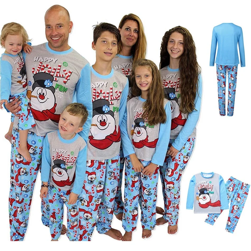 

Рождественская одежда для сна для отца, мамы, детей, Топы + штаны, семейная Одинаковая одежда, комплект с снеговиком, пижамный комплект, рожде...
