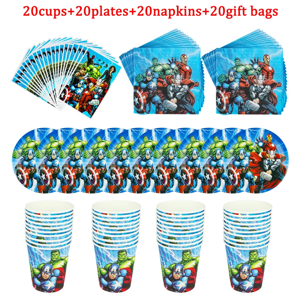 

Disney The Avengers Kids Birthday Party Decoration Super Hero Cups Plates Spoons Forks Napkin Disposable Tableware Baby Shower