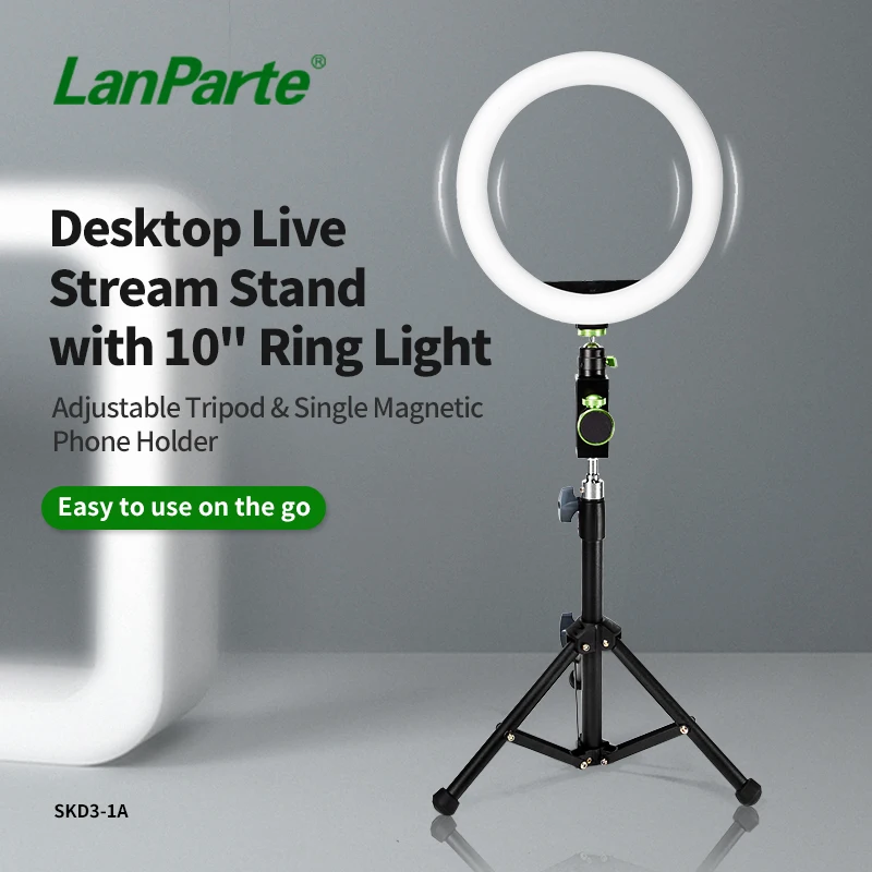 

Lanparte Live Stream Desk Stand 10" LED Ring Light with 3 Magnetic Phones clamp for Online Live Video Streaming Show