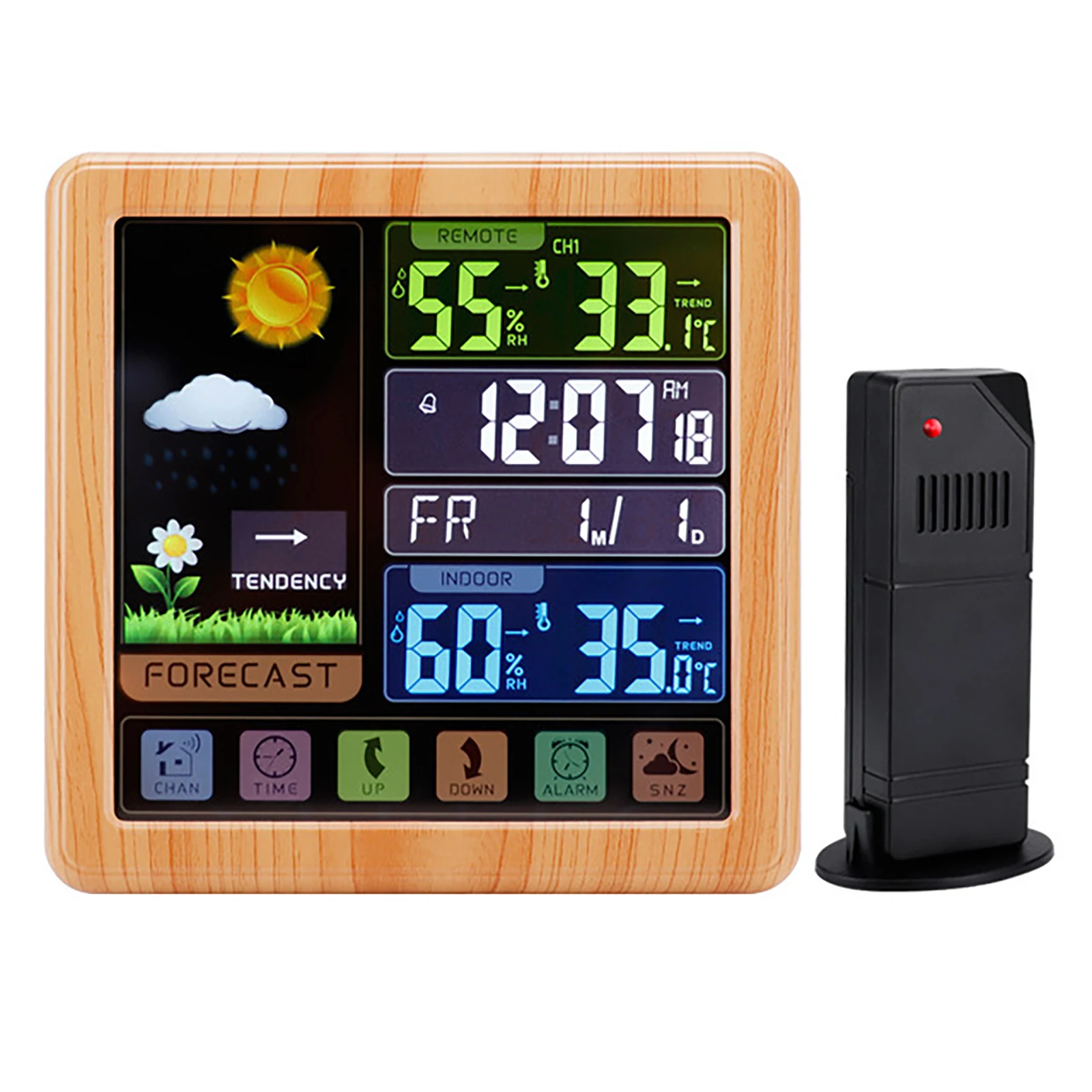 

Wireless Weather Station Digital Touchscreen Barometer Indoor Outdoor Temperature Humidity Gauge Clock With Outdoor Sensor