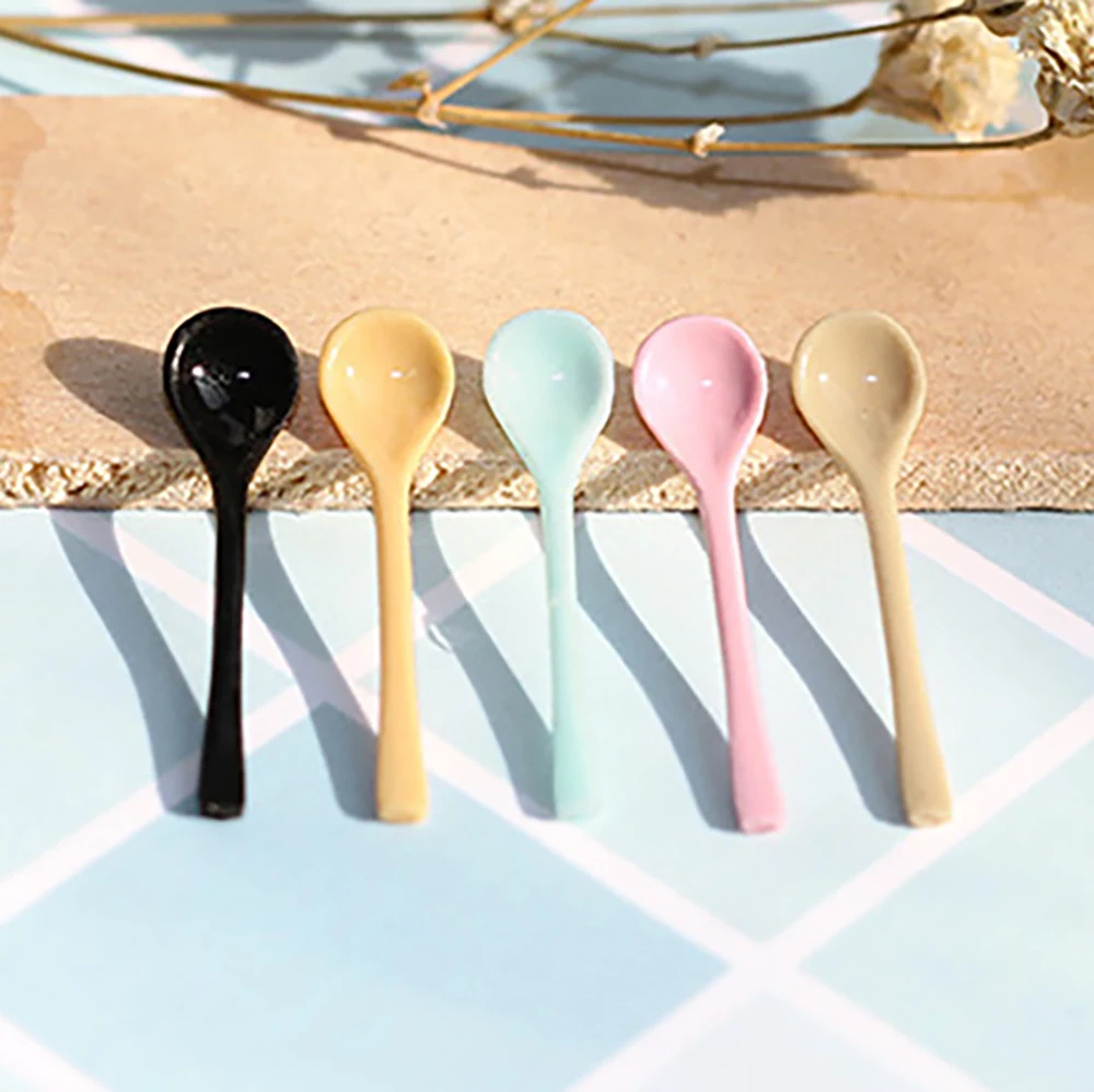 10Pcs 1/12 Dollhouse Miniature Accessories Mini Desserts Spoon Model for Doll House Decoration ob11