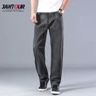 Джинсы мужские в стиле ретро, свободные брюки из денима, повседневные штаны из денима, цвет серый, большие размеры 40 42 44