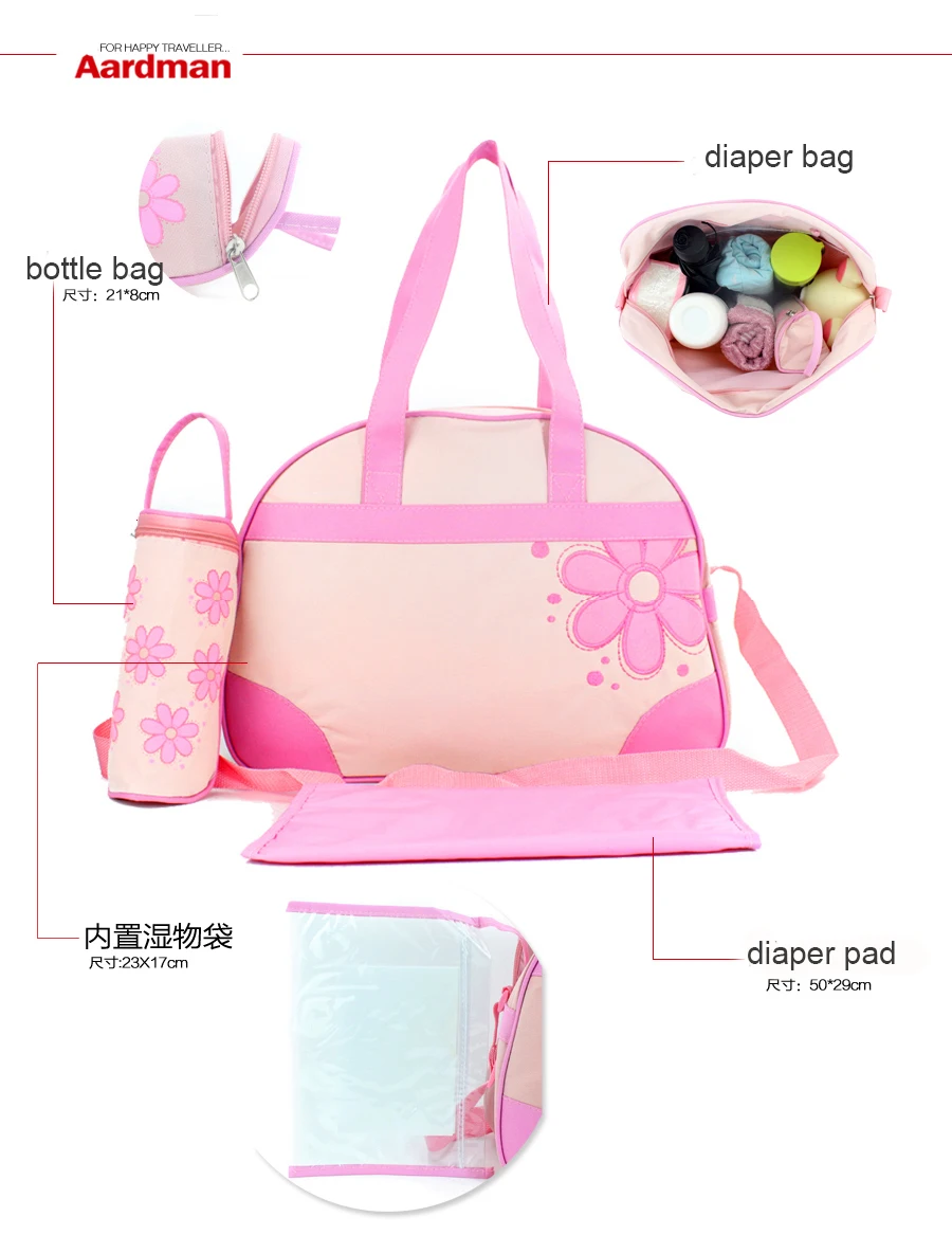 3 PCS/Set High Quality Baby Diaper Bags Durable Nappy Bag Mummy Mother With Feeding Bottle Holder And Pad | Мать и ребенок
