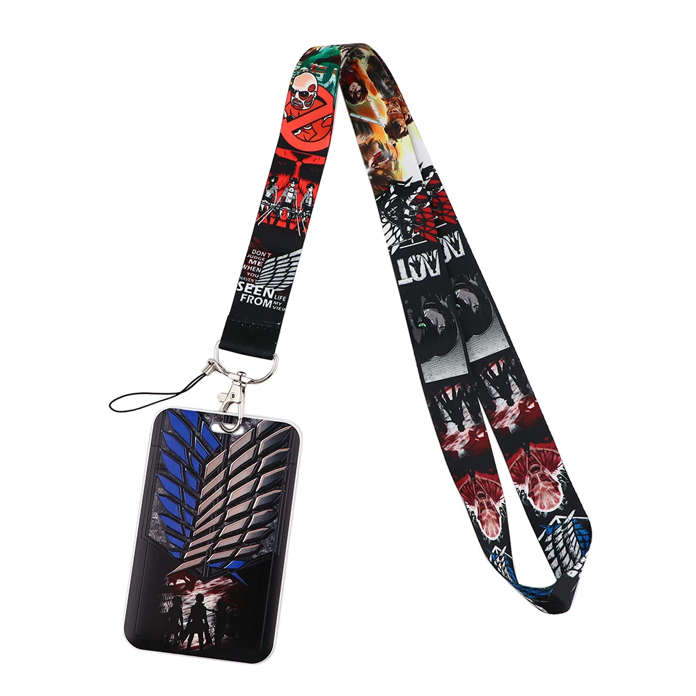 

DZ1766 Japanese Anime Attack on Titan Neck Strap Lanyards Keychain Holder ID Card Pass Hang Rope Lariat Badge Holder Key Chain
