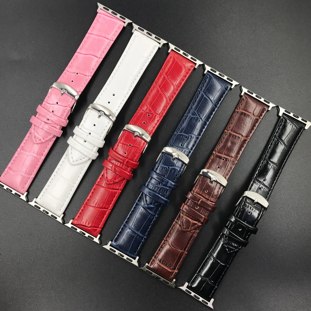 Ремешок для Apple watch band 4 5 44 мм 40 с крокодиловым узором кожаный ремешок часов Замена