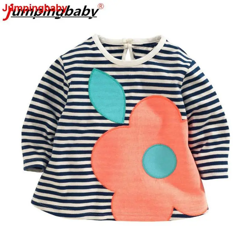 Jumpingbaby/; детская футболка; одежда; футболка для девочек; Camiseta Dinossauro; футболка; футболки для маленьких девочек; Roupas Menina; Осенние Топы