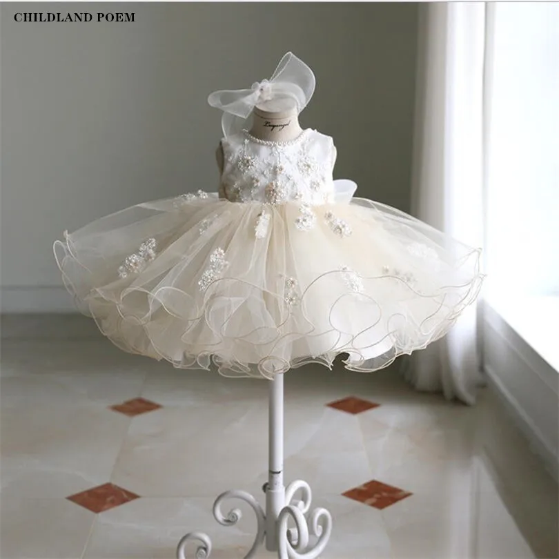 

1st Birthday Party Dresses Flower Princess Girls Dress Party And Wedding Kids Dresses For Girl Children Girls Ball Gown Vestidos