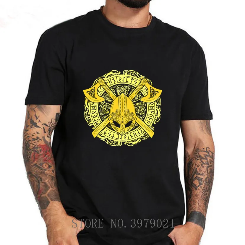 Повседневные футболки скандинавские Викинги страх не смерти Ворон наклейка воин