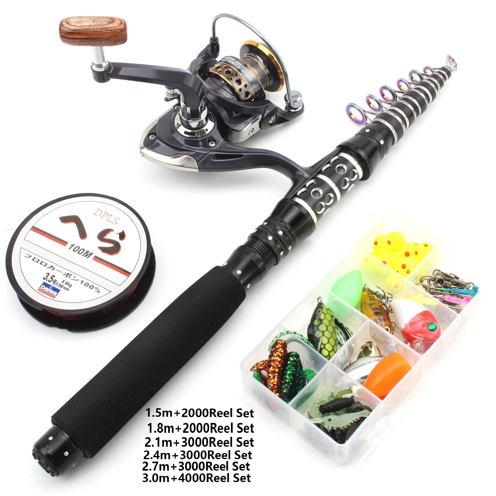 

High Quality Telescopic Fishing Rod 1.5m-3.0m Carbon Fiber Pole Lure Weight 10g-50g Spinning Casting Fishing Equipment Tackle