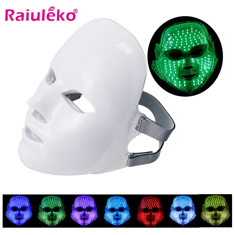 7 цветов Светодиодная маска для лица Корейская фотонная терапия отбеливающая