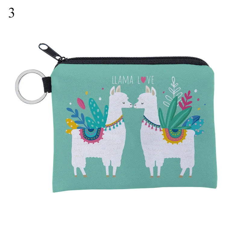 Cartoon Alpaca Printing Square Waterproof Purse Card Key Pouch Girls Cute Small Zipper Coin Holder Wallet | Багаж и сумки