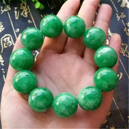 20MM Chinese Green Jade Hand-Carving Round Buddha Bead hand chain bracelet