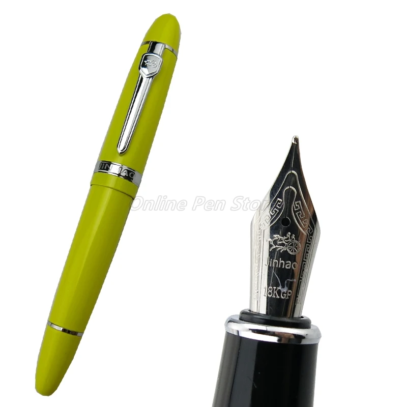 

Jinhao 159 Металл желтый баррель серебристой отделкой Большой Размеры перо с широким основанием 0,7 мм перьевая ручка для офиса школы оптовая про...