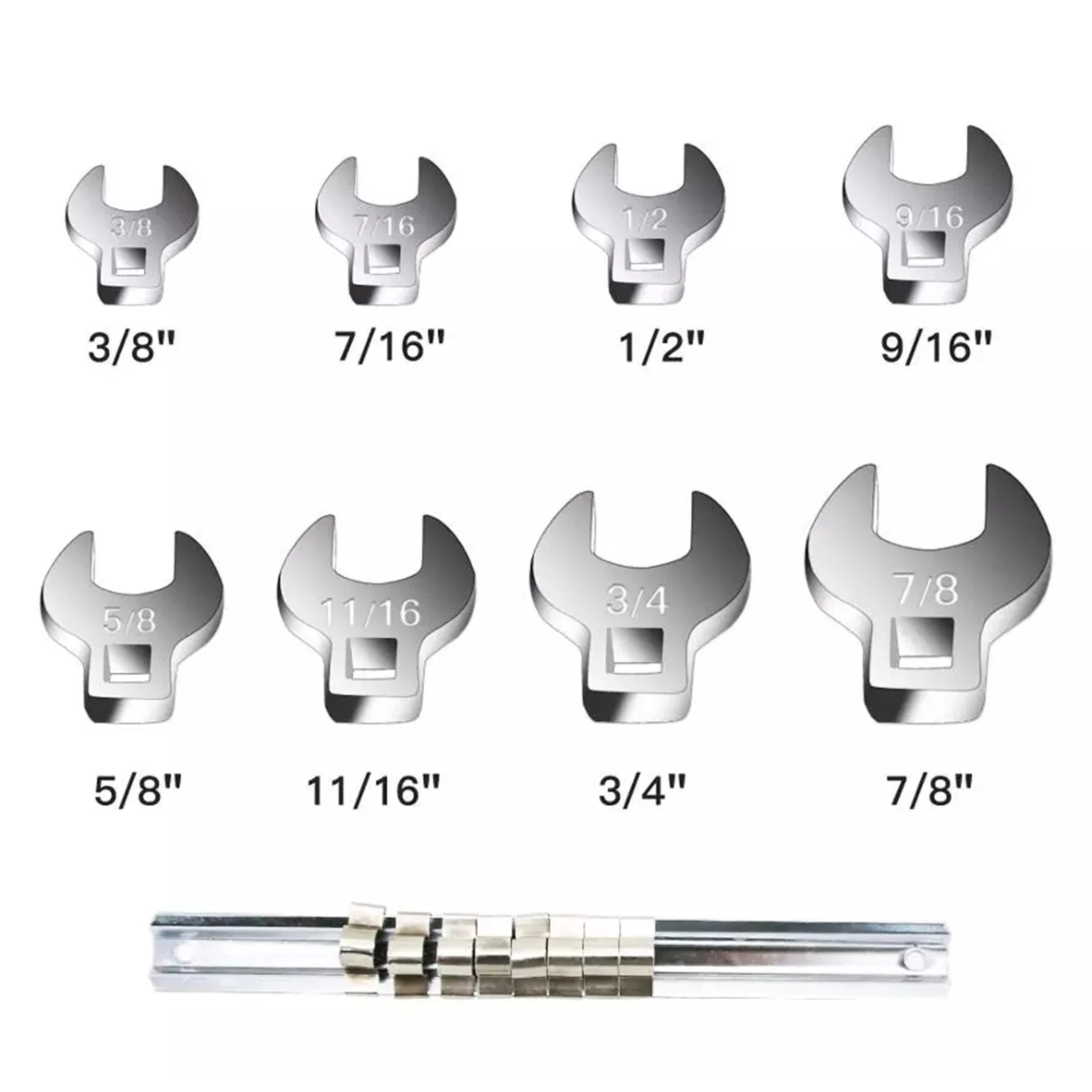 

8 Pieces Of 3/8 Inch Driver Hub Wrench Set 3/8 Inch. To 7/8in. SAE Chrome Crow Foot Wrench Hand Tools For Repair