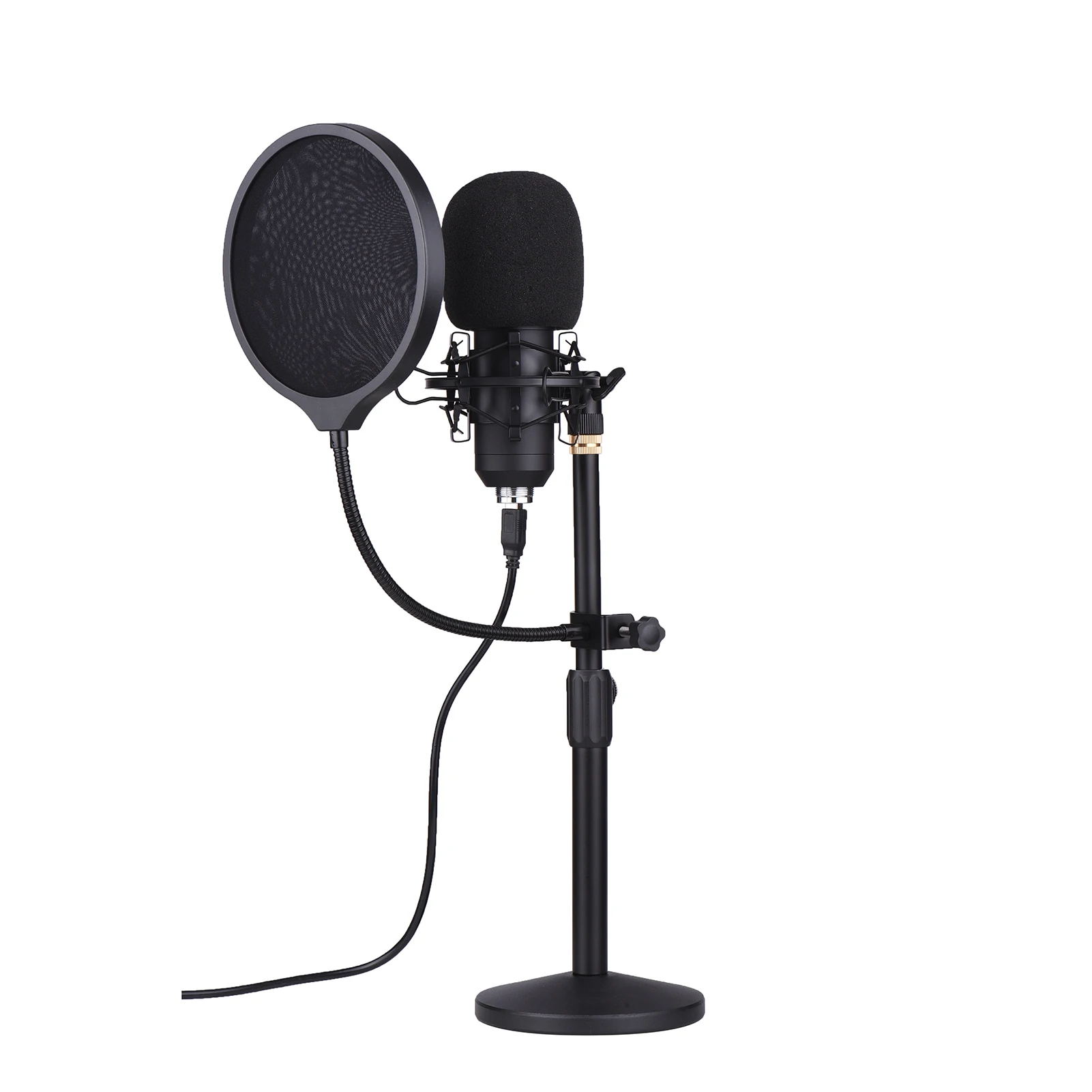 

muslady Professional Desktop USB Condenser Microphone with Flat Head High Sampling Rate Monitor Function with USB Audio Cable