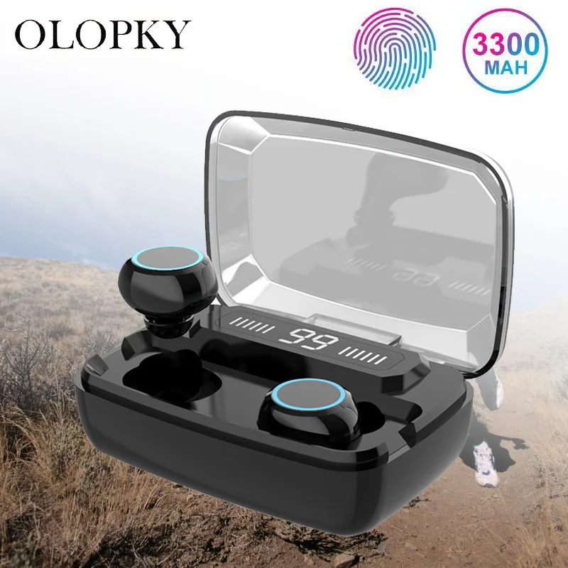 TWS Bluetooth 5 0 наушники с сенсорным управлением беспроводные зарядным устройством 3300