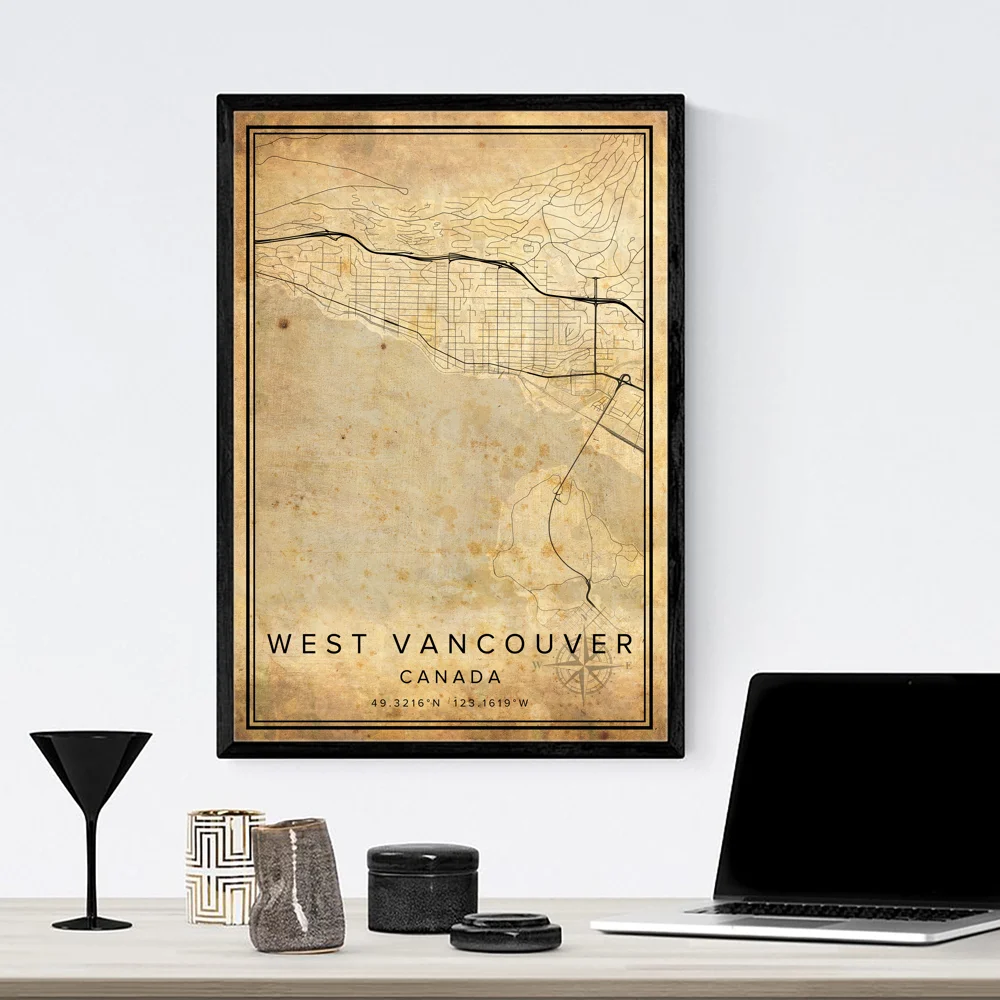 Винтажная карта винтажного города Винтаж Виннипег WOODSTOCK Дорожная канады плакат