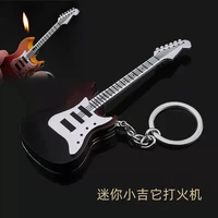 cigarette accessories butane gas refillable guitar shaped lighter key chain creative lighter portable collectibles