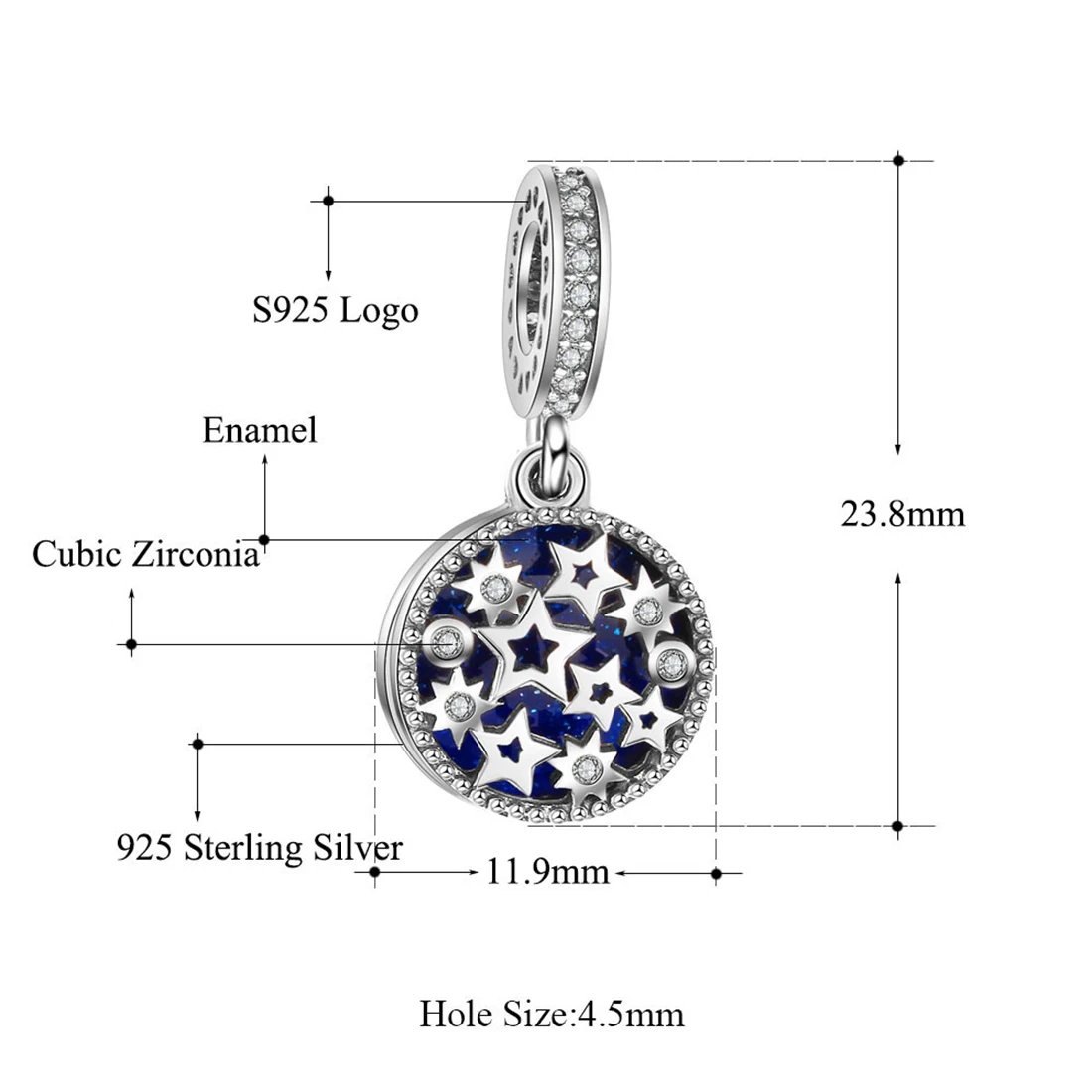 Jiayiqi Ван Гог звездное небо подвески из серебра с кубическим цирконием для женщин