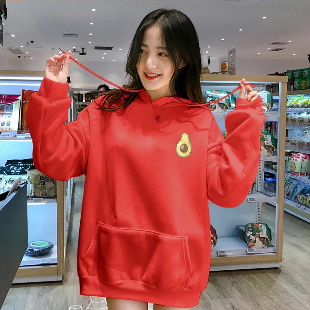 2019 зимние женские толстовки с авокадо милые фрукты в стиле Харадзюку Женский