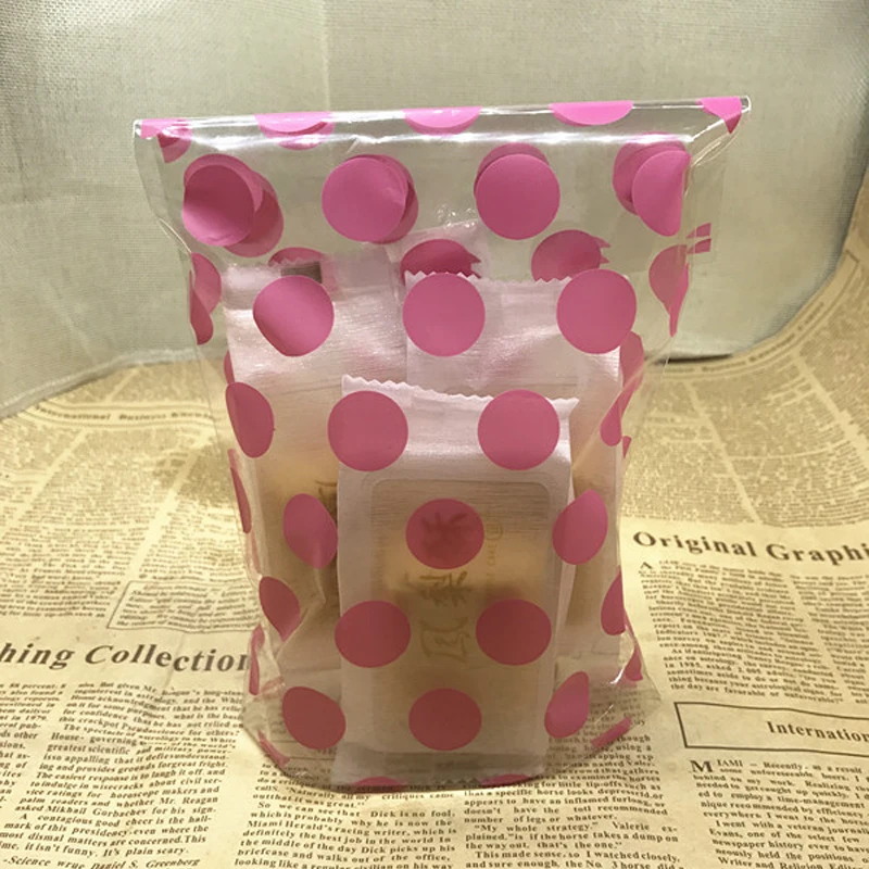 100 шт в горошек принтованные конфеты подарочные пакеты пластиковые Подарочные