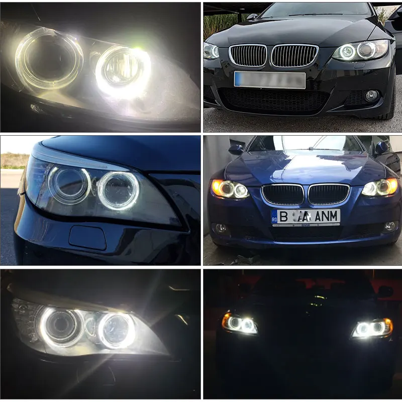 

Pair Angel Eyes LED Marker Lights 80W No Error for BMW 5-Series E60 E61 LCI LED Halo Ring Light Bulb Kits Headlight Car Styling
