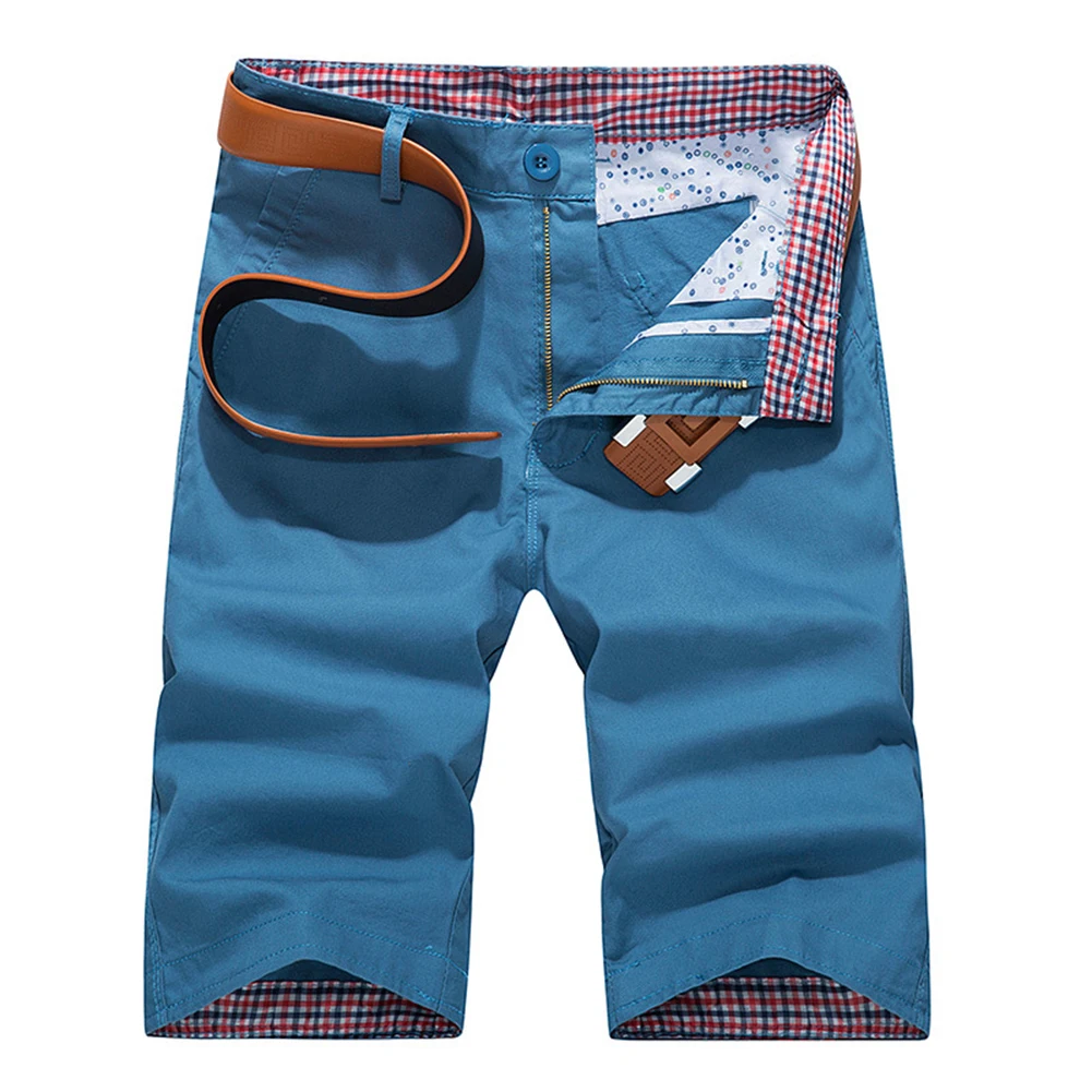 

Fashion Plus Size Men Color Block Plaid Patchwork Button Pocket Fifth Pants Sport Shorts