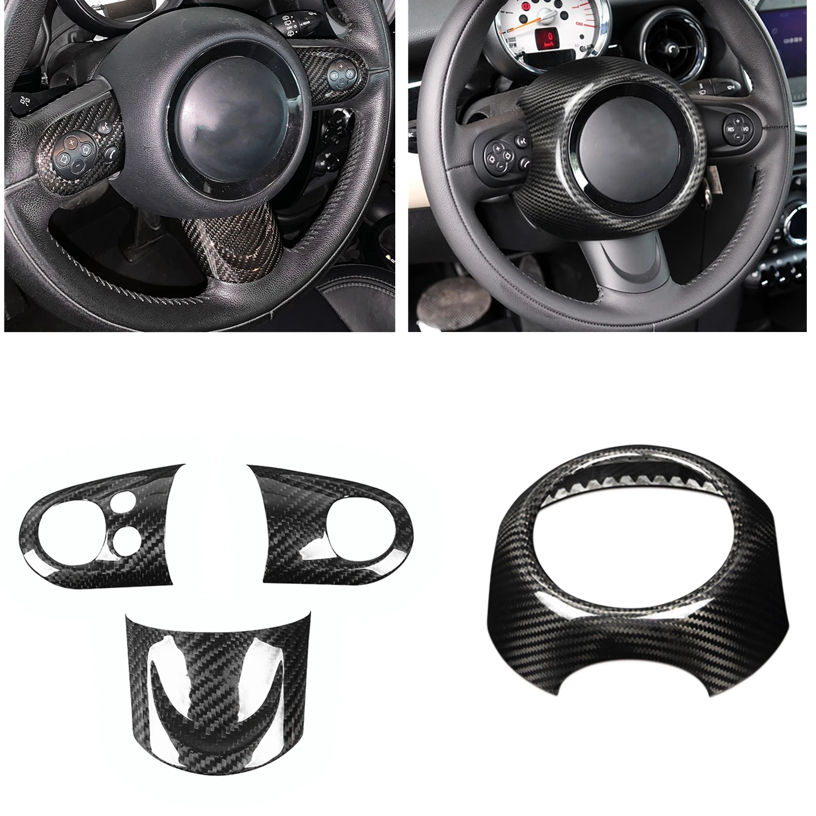 

Панель рулевого колеса + Центральная рамка оболочка ободок отделка для Mini Cooper R Series R55 R56 R57 R58 R59 R60 R61 Настоящее углеродное волокно