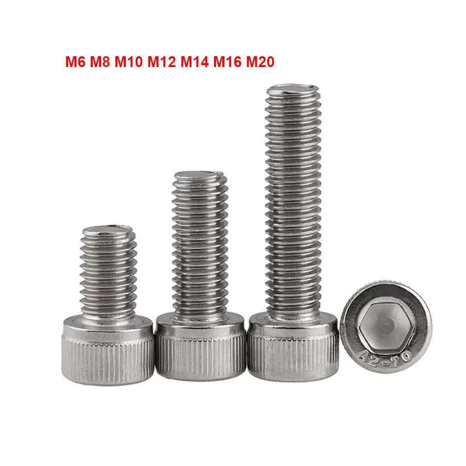 

M6-M20 DIN912 Hexagon Hex Socket Head Cap Screws 304 Stainless Steel Cylindrical Allen Bolts Length 8mm-150mm