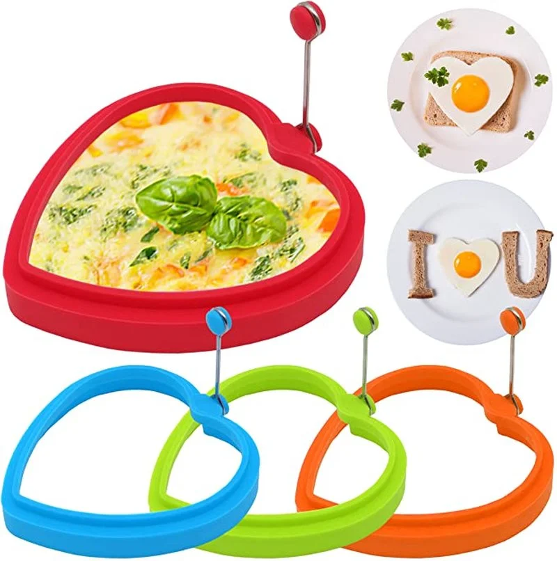 

Silicone Fried Egg Pancake Ring Omelette Fried Egg Round/Love Shaper Eggs Mould for Cooking Breakfast Frying Pan Oven Kitchen