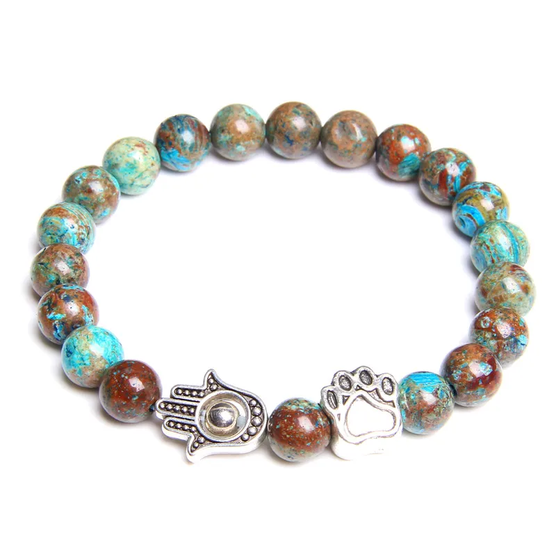 Натуральные Синие кружевные Агаты каменные бусины ручной браслет мужской