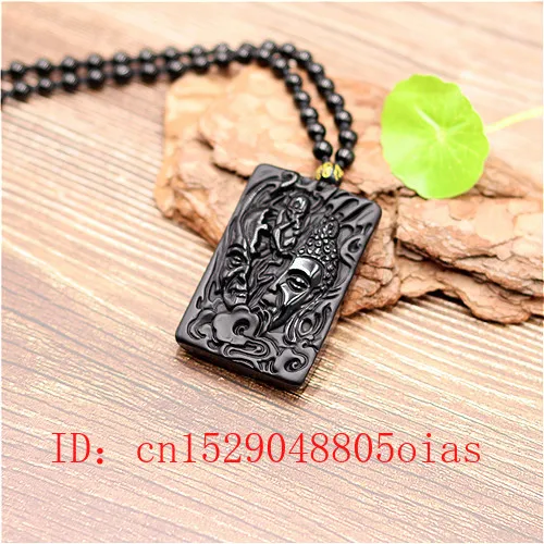 Натуральный черный обсидиан дьявол воин Кулон Бусы Ожерелье модное очарование