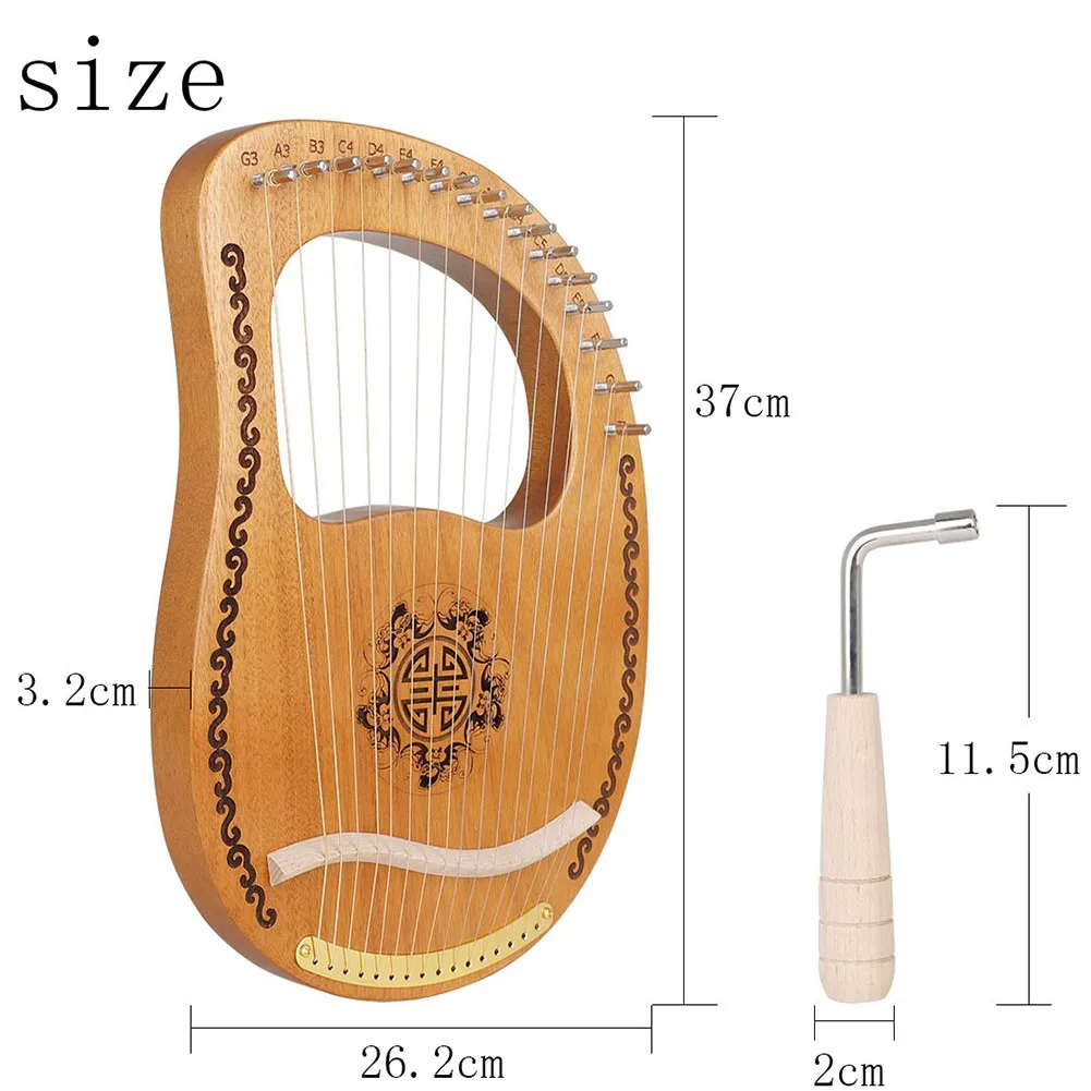 16 струн красное дерево Lyre Harp с инструментом для настройки начинающих