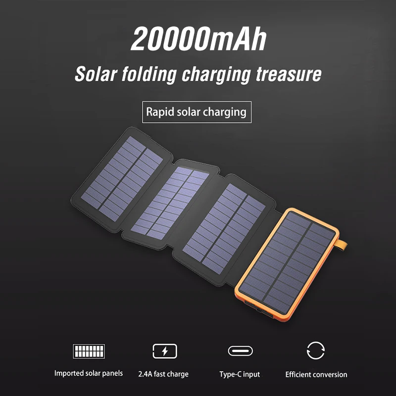 Внешний аккумулятор на солнечной батарее 20000 мАч 5 В 2 А USB-выход | Электроника