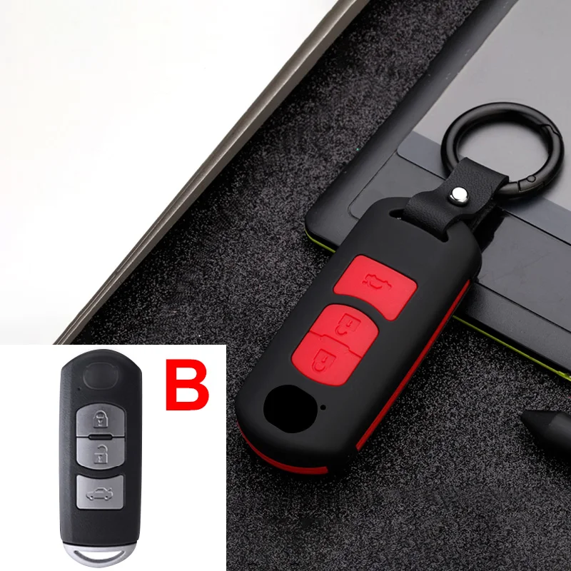 B Black ABS+ силиконовый чехол для ключей от машины Fob крышка для Mazda 3 Mazda 6 CX-3 CX-5 CX5 CX 5 CX-7 CX-9 Atenza Axela аксессуары - Название цвета: B Black