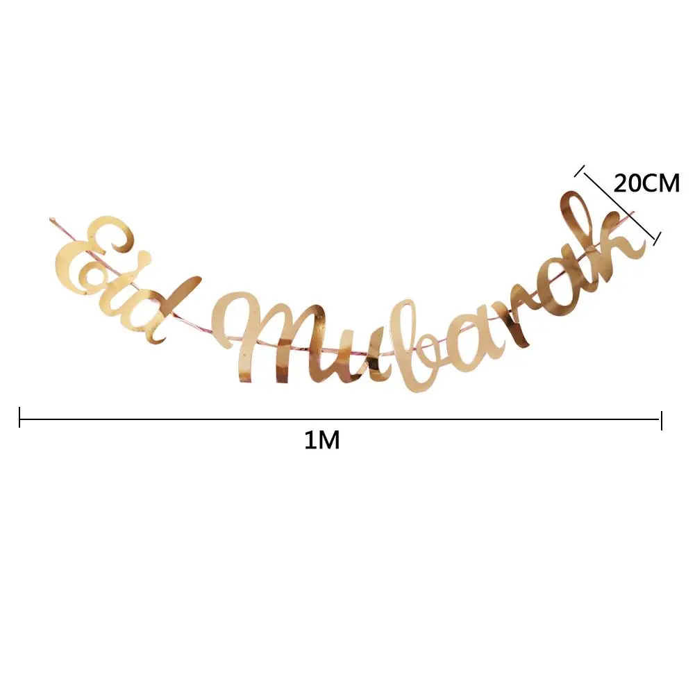 Золотой баннер с блестками бантиком Соединенные золотые блестки EID Mubarak Рамадан
