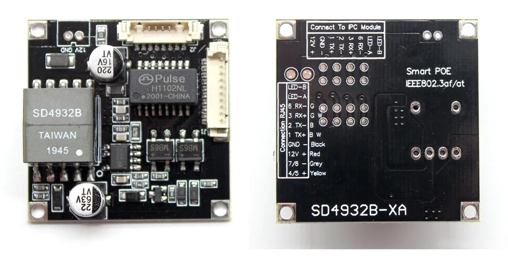 Плата модуля Smart POE IEEE802.3af/at для сетевой IP камеры видеонаблюдения H.265 8 контактов