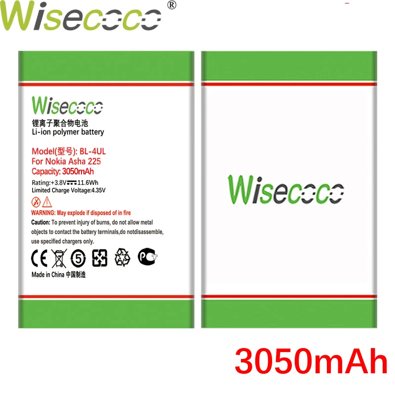 WISECOCO аккумулятор для телефона NOKIA Asha 225 Asha225 3050 мАч высокое качество | Мобильные