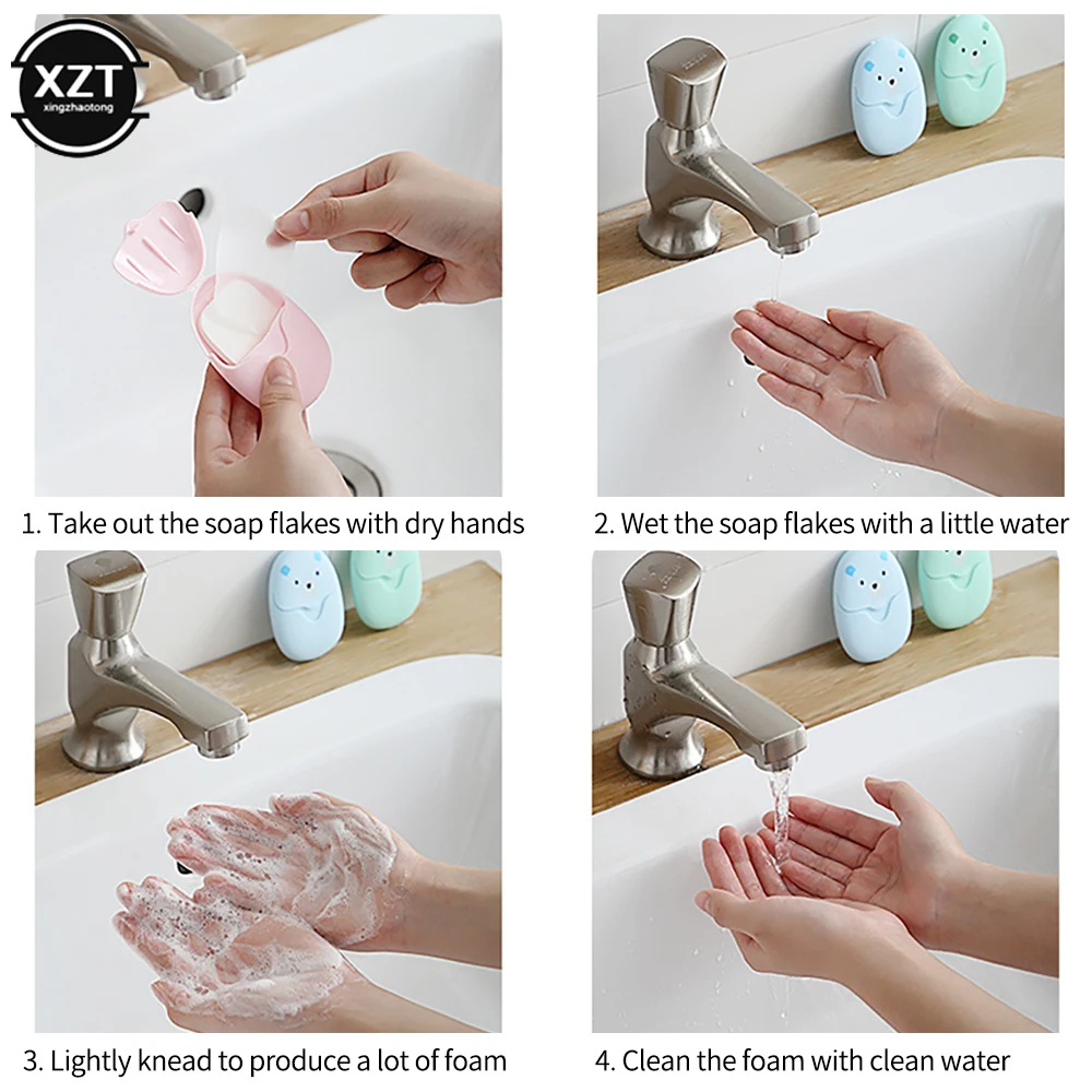 

Disposable Soap Paper Portable Washing Hand Bath Cleaning Cute Boxed Paper Soap Mini Scented Soap Slice Outdoor Travel Supplies